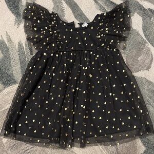 Old Navy Black Dress with Gold Dots, holiday, Christmas